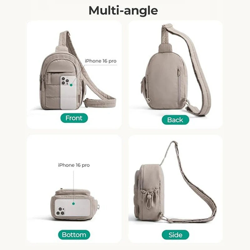 Women's Chest Bag Small Single Shoulder Bag Leisure Travel Phone Pouch with Card Slots Outdoor Sports Female's Sling Backpack
