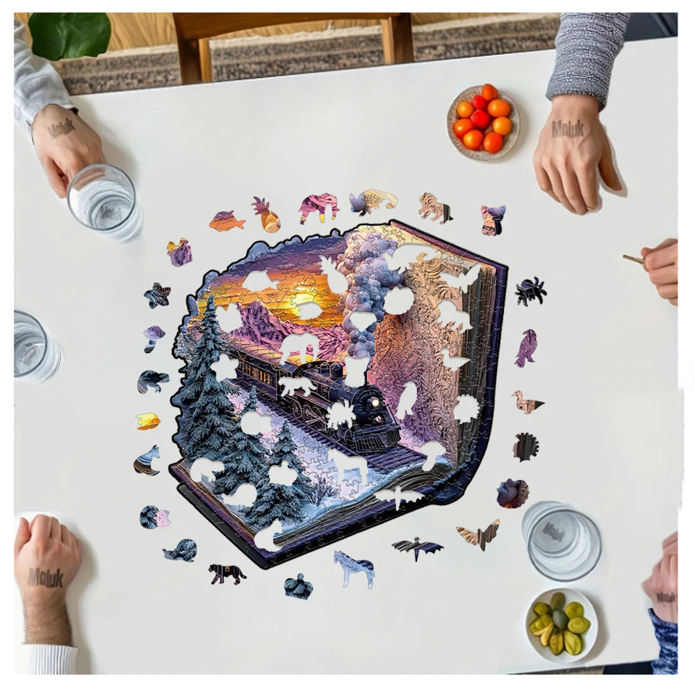 3D Train forest Wooden Jigsaw Puzzle For adult and kids 300pcs high challenge Educational Gift Interactive Games Puzzles Wood