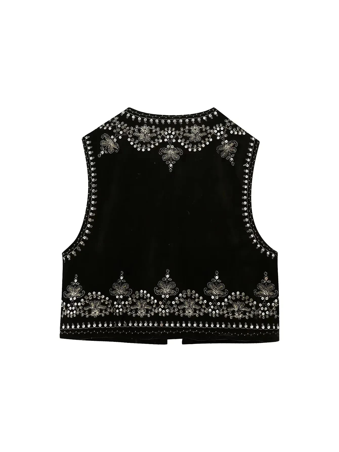 Vintage Autumn Velvet Embroidered Vest Sleeveless Jacket Women V Neck Chic Waistcoats Female Fashion Vests Coat 2023