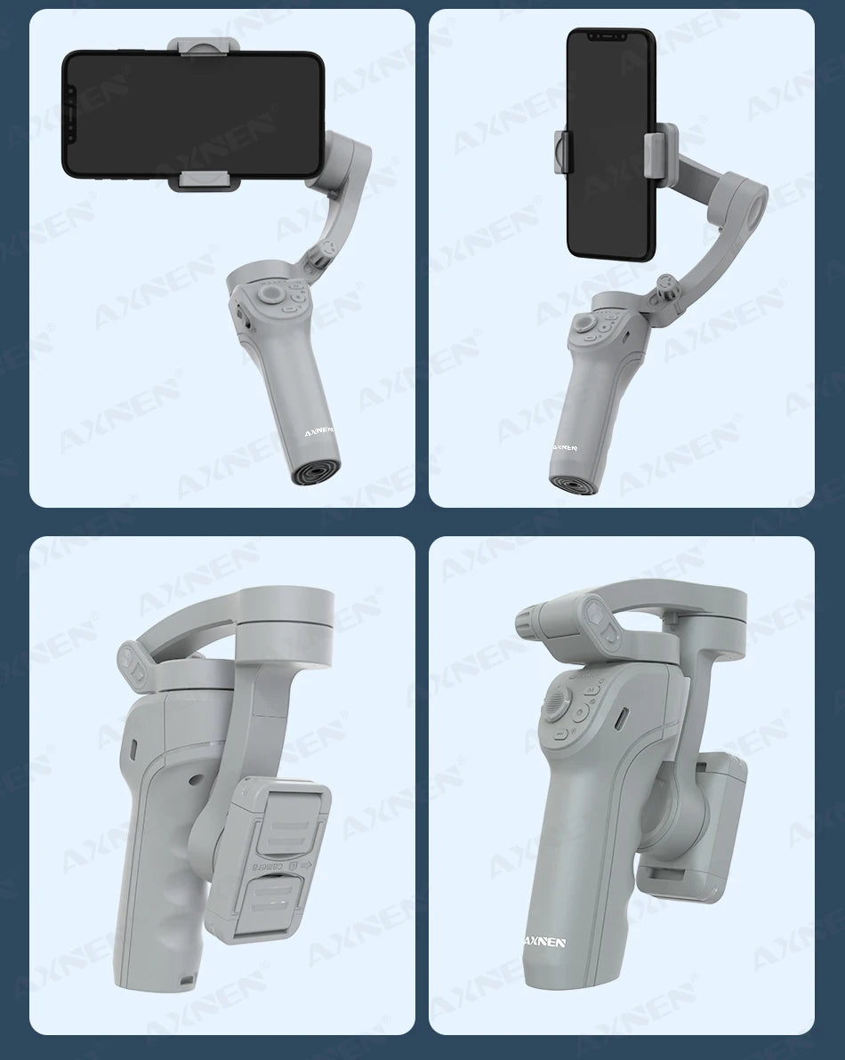 HQ6 3-Axis Handheld Gimbal Mobile Phone Shooting Stabilizer with Fill Light, Zoom, Face Tracking, Animal Following for Cellphone