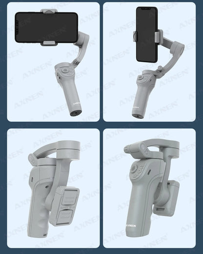 HQ6 3-Axis Handheld Gimbal Mobile Phone Shooting Stabilizer with Fill Light, Zoom, Face Tracking, Animal Following for Cellphone