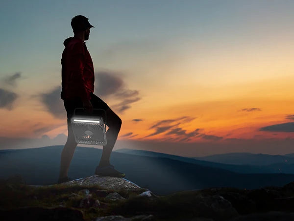 Warmco D4 Portable Desk Fan Rechargeable 20000mAh Camping Fan with Light,48Hrs Run Time 8" Silent Personal Fan Digital Display