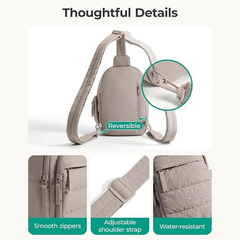 Women's Chest Bag Small Single Shoulder Bag Leisure Travel Phone Pouch with Card Slots Outdoor Sports Female's Sling Backpack