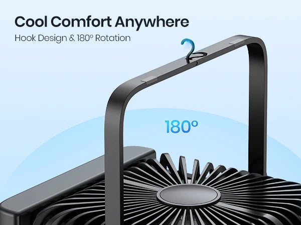 Warmco D4 Portable Desk Fan Rechargeable 20000mAh Camping Fan with Light,48Hrs Run Time 8" Silent Personal Fan Digital Display