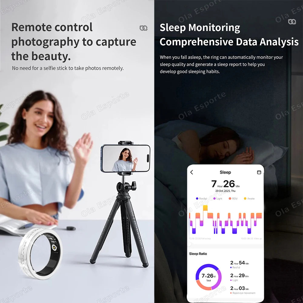 Diamond Fashion Women Smart Ring With Box IP68 Waterproof Lady ring Heart Rate Health Monitor Sports Pedometer Fitness Rings New