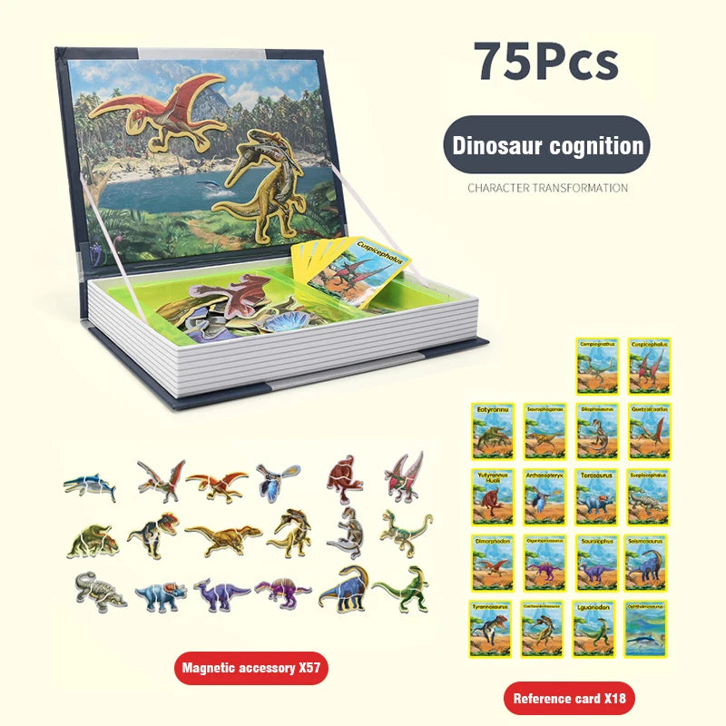 Kids Magnetic Puzzle Book 3d Cartoon 2 - 6 Years Old Kindergarten Advanced Games Puzzles Montessori Education Children Toys Gift