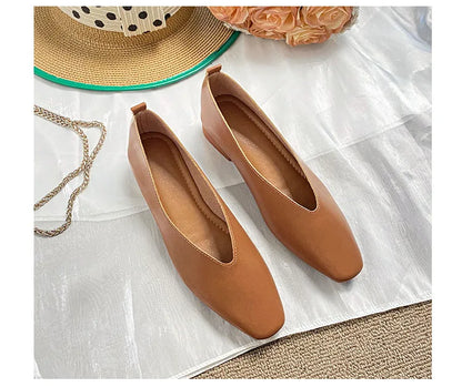 Woman Elegant Summer French Square Toe Green Mary Janes Cute Casual Flats Female Retro Shoes Low Heeled Soft Soled Flat Shoes