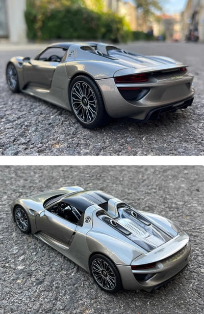 WELLY 1/18 Scale Porsche 918 SPYDER with Top Alloy Sports Car Model Collection Souvenir Static Display Ornaments Toy Gift