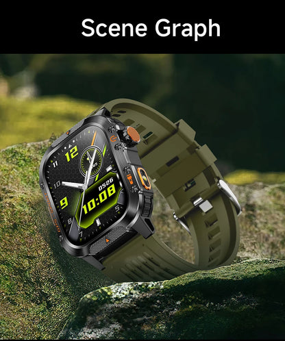 Military Outdoor Smart Watch Men's GPS Flashlight Bluetooth Call 2.01" AMOLED Screen 3ATM Waterproof Sports Smartwatch 2025 New