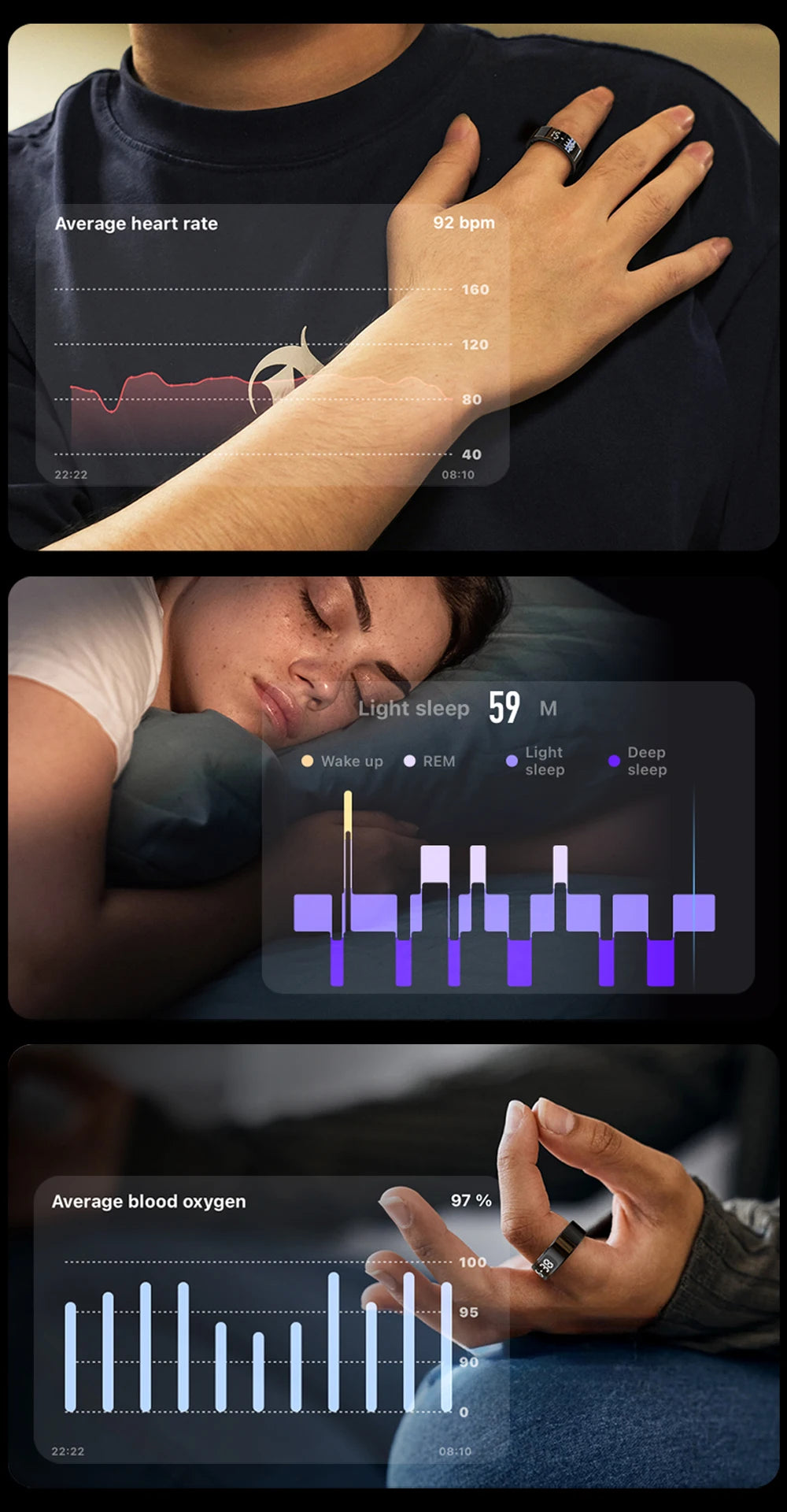 COLMI R12 Smart Ring with Display Screen and Touch, Health Manager, Wireless Charging, 5 ATM Waterproof For Men Women