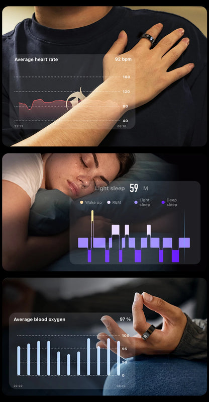 COLMI R12 Smart Ring with Display Screen and Touch, Health Manager, Wireless Charging, 5 ATM Waterproof For Men Women