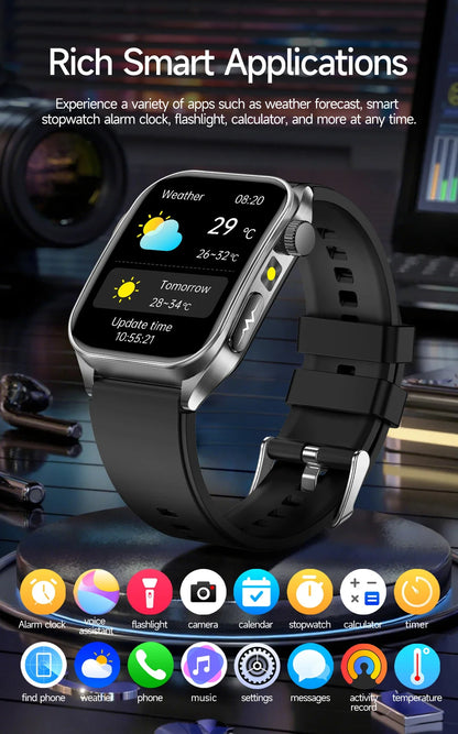 2025New 650nm Laser Conditioning Sapphire Glass Smart Watch Men ECG Heart Rate Micro Physical Exam Health Smartwatch Temperature