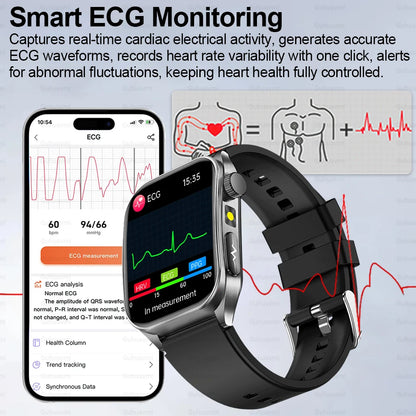 2025New 650nm Laser Conditioning Sapphire Glass Smart Watch Men ECG Heart Rate Micro Physical Exam Health Smartwatch Temperature