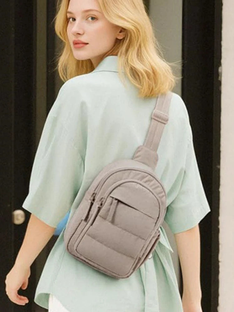 Women's Chest Bag Small Single Shoulder Bag Leisure Travel Phone Pouch with Card Slots Outdoor Sports Female's Sling Backpack