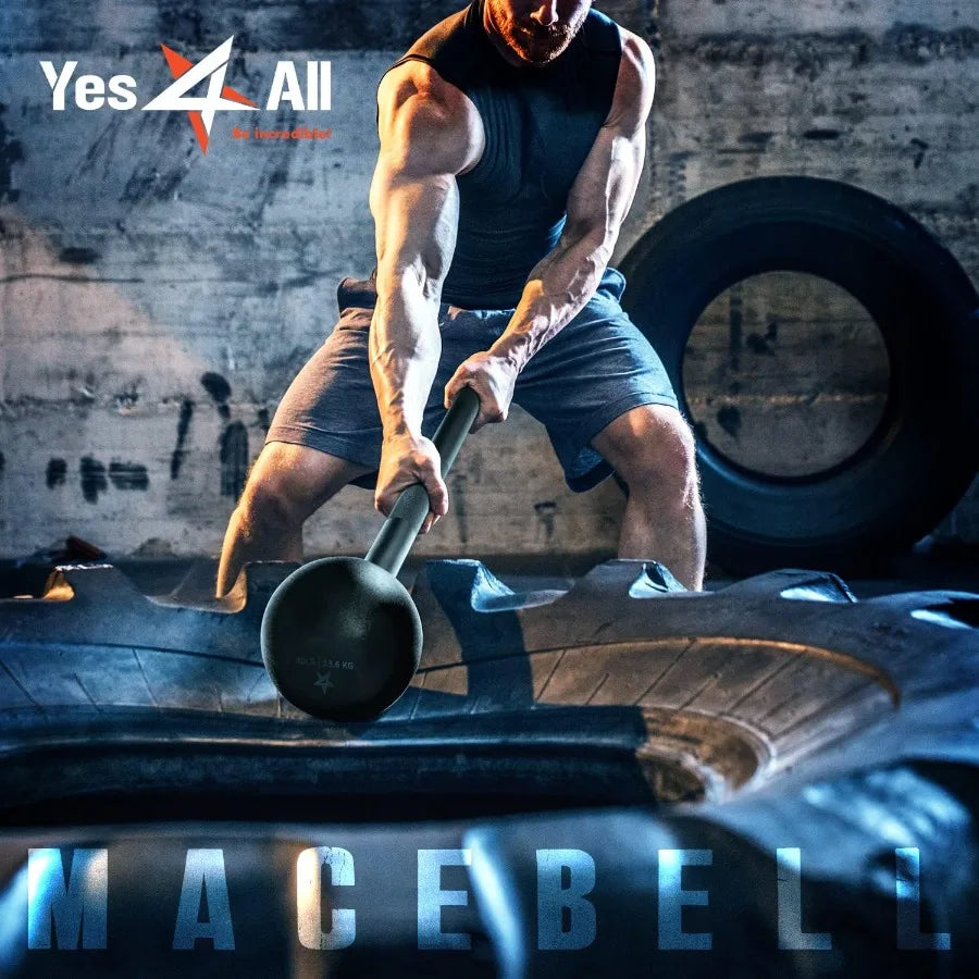 Yes4All Steel Mace Bell for Strength Training Ideal for Full Body Muscle Development Shoulder Grip and Forearm Workouts Effecti