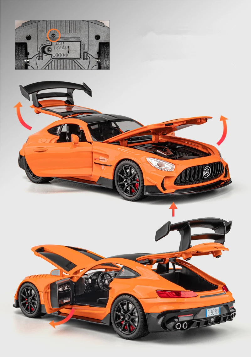 1/24 Benzs-GT GTR Alloy Sports Car Model Diecast & Toy Vehicles Metal Racing Car Model High Simulation Sound and Light Kids Gift