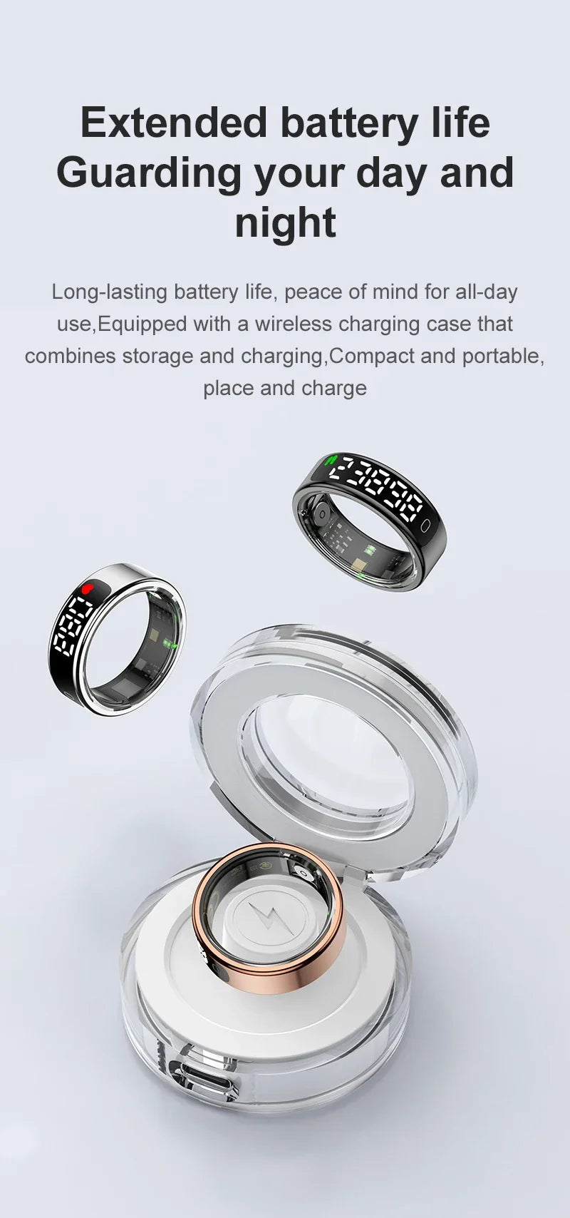 New Smart Ring 2025 Display Screen Gestures Control Video 5ATM Waterproof Remote Camera Blood Oxygen Monitor Multi Sports Mode