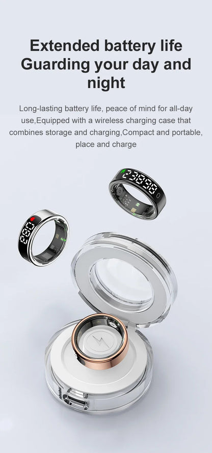 New Smart Ring 2025 Display Screen Gestures Control Video 5ATM Waterproof Remote Camera Blood Oxygen Monitor Multi Sports Mode