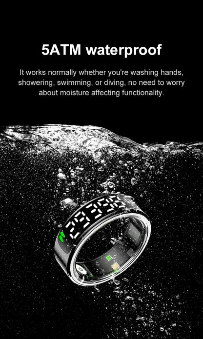 New Smart Ring 2025 Display Screen Gestures Control Video 5ATM Waterproof Remote Camera Blood Oxygen Monitor Multi Sports Mode