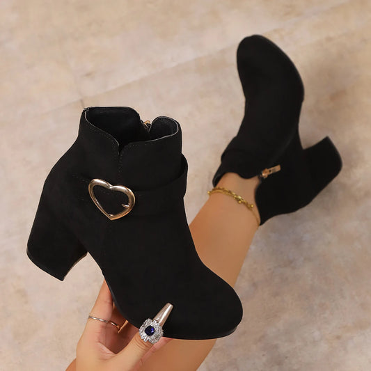 2025 New Women Anti-slip Ankle Boots Platform Zipper High Heels Short Boots Comfortable Designer Shoes Women Zapatos De Mujer