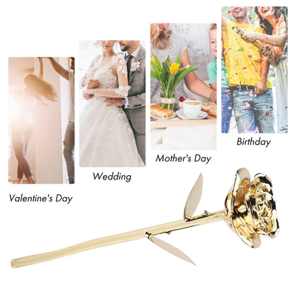24K Gold‑Plated Rose Artificial Flower With Base Gift For Valentine's Day Mother's Day