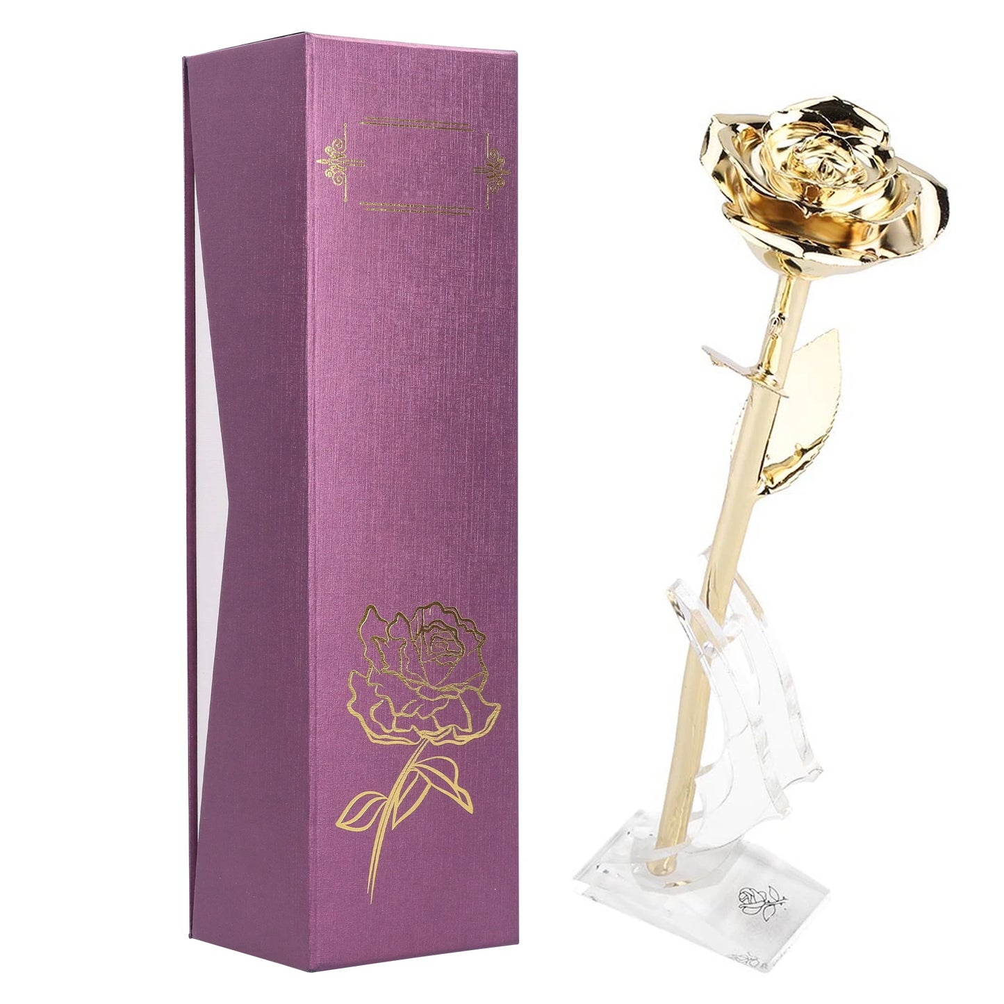 24K Gold‑Plated Rose Artificial Flower With Base Gift For Valentine's Day Mother's Day