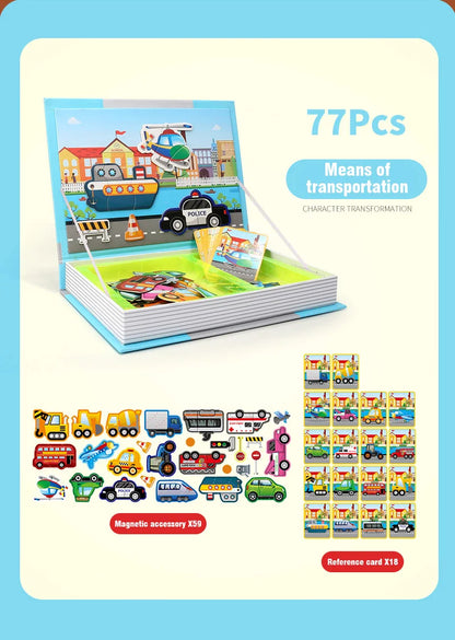 Kids Magnetic Puzzle Book 3d Cartoon 2 - 6 Years Old Kindergarten Advanced Games Puzzles Montessori Education Children Toys Gift