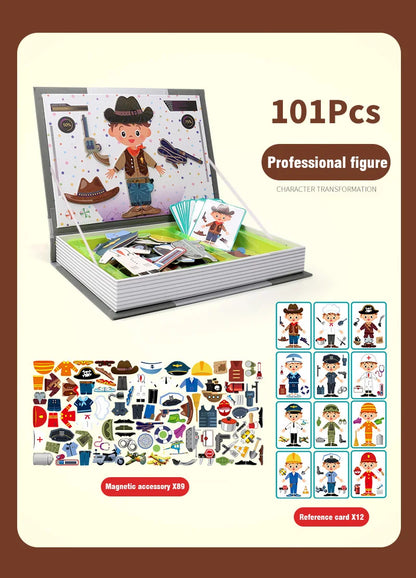 Kids Magnetic Puzzle Book 3d Cartoon 2 - 6 Years Old Kindergarten Advanced Games Puzzles Montessori Education Children Toys Gift