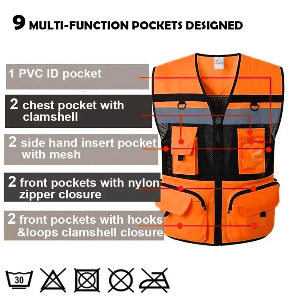 Custom Logo High Visibility Vest Safety Vest Personalized Night Cycling Work Clothes For Construction Workers