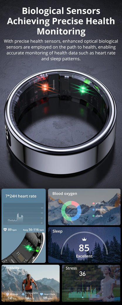 COLMI R12 Smart Ring with Display Screen and Touch, Health Manager, Wireless Charging, 5 ATM Waterproof For Men Women