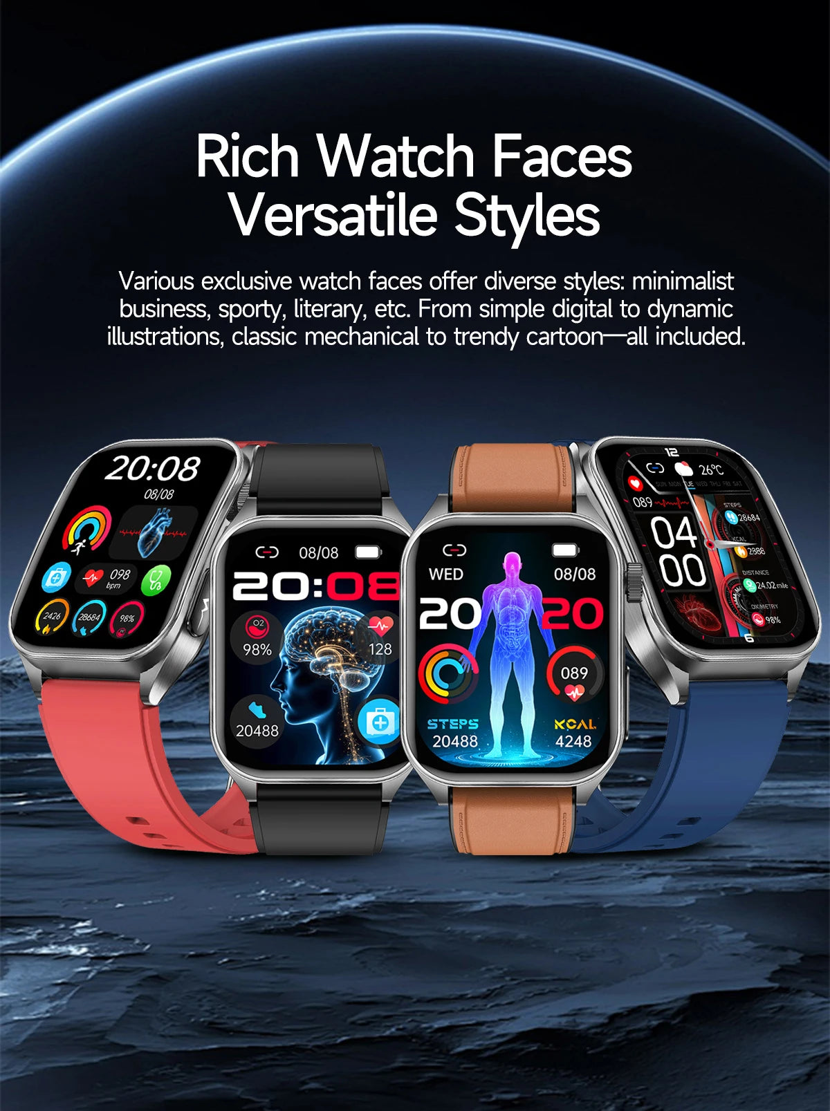 2025New 650nm Laser Conditioning Sapphire Glass Smart Watch Men ECG Heart Rate Micro Physical Exam Health Smartwatch Temperature