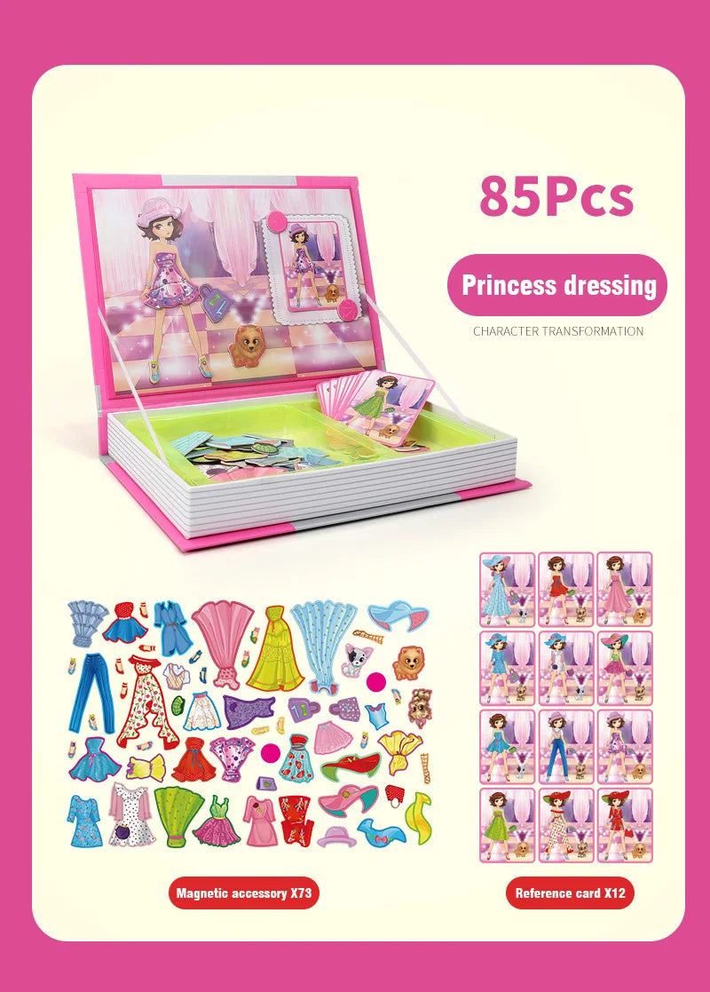 Kids Magnetic Puzzle Book 3d Cartoon 2 - 6 Years Old Kindergarten Advanced Games Puzzles Montessori Education Children Toys Gift