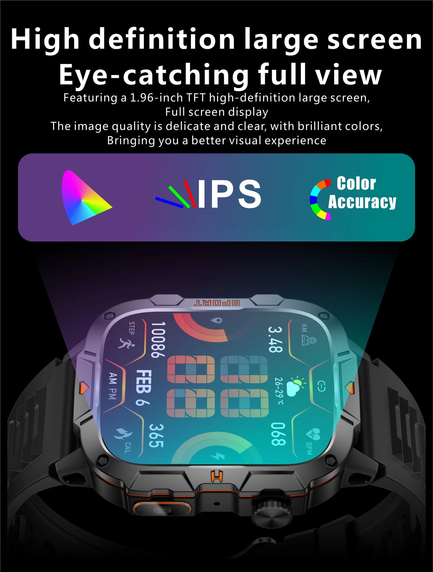 2025 New For Xiaomi Military Grade Smart Watch Men 1.96" AMOLED Screen 5ATM Waterproof Sports Fitness Tracker BT Call Smartwatch