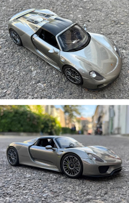 WELLY 1/18 Scale Porsche 918 SPYDER with Top Alloy Sports Car Model Collection Souvenir Static Display Ornaments Toy Gift
