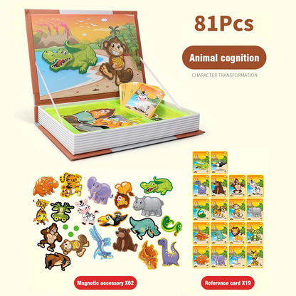 Kids Magnetic Puzzle Book 3d Cartoon 2 - 6 Years Old Kindergarten Advanced Games Puzzles Montessori Education Children Toys Gift