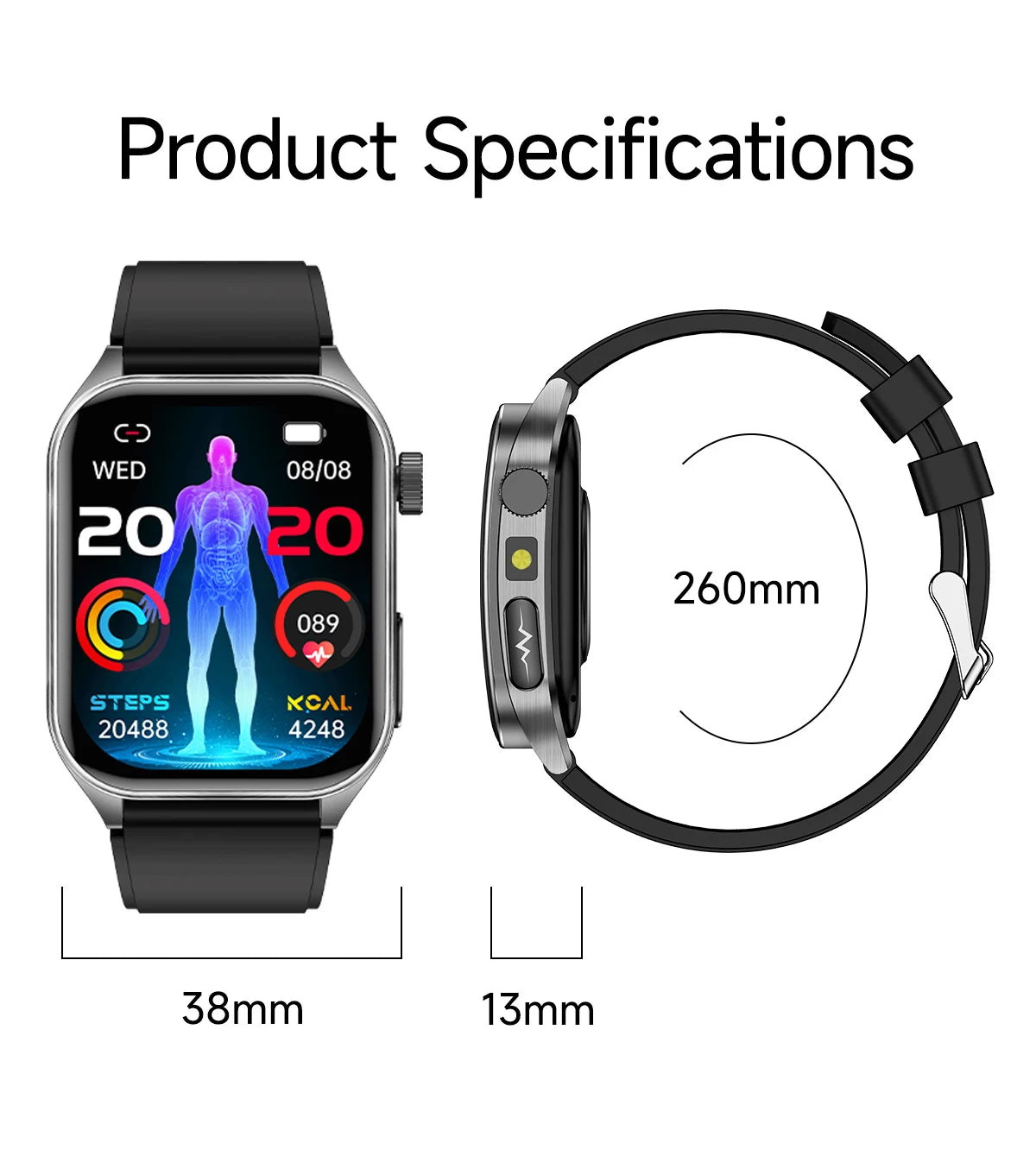 2025New 650nm Laser Conditioning Sapphire Glass Smart Watch Men ECG Heart Rate Micro Physical Exam Health Smartwatch Temperature