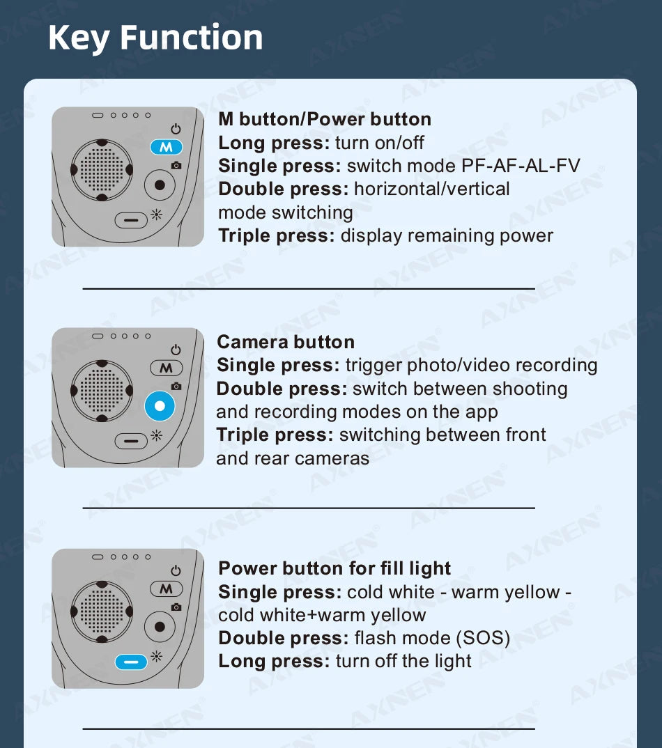 HQ6 3-Axis Handheld Gimbal Mobile Phone Shooting Stabilizer with Fill Light, Zoom, Face Tracking, Animal Following for Cellphone