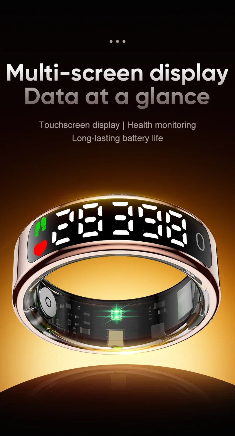 New Smart Ring 2025 Display Screen Gestures Control Video 5ATM Waterproof Remote Camera Blood Oxygen Monitor Multi Sports Mode