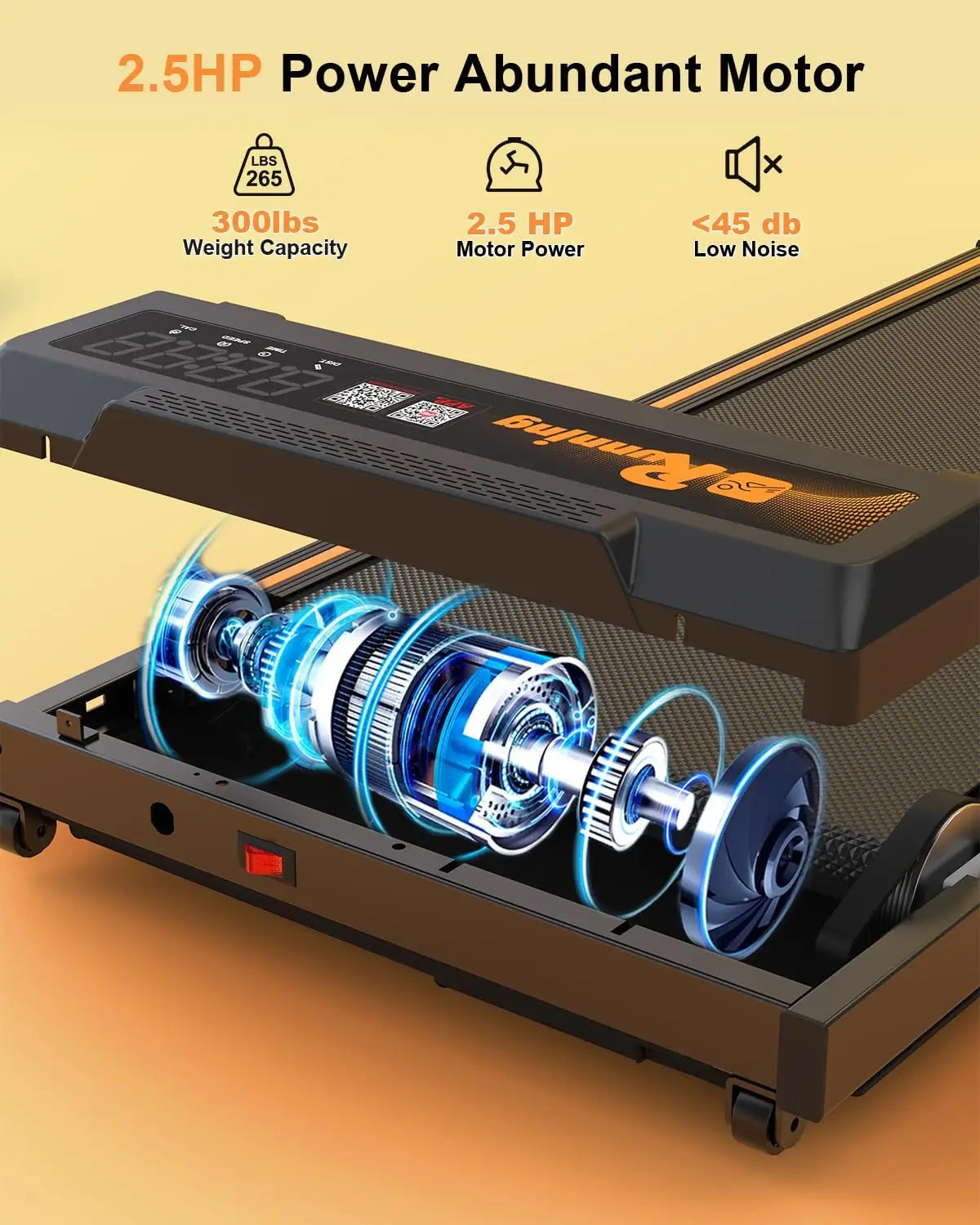 Durable 265lbs  Home Gym Use Walking Pad Treadmill Foldable Portable Underdesk Sofa Mini Fitness Machine Treadmill