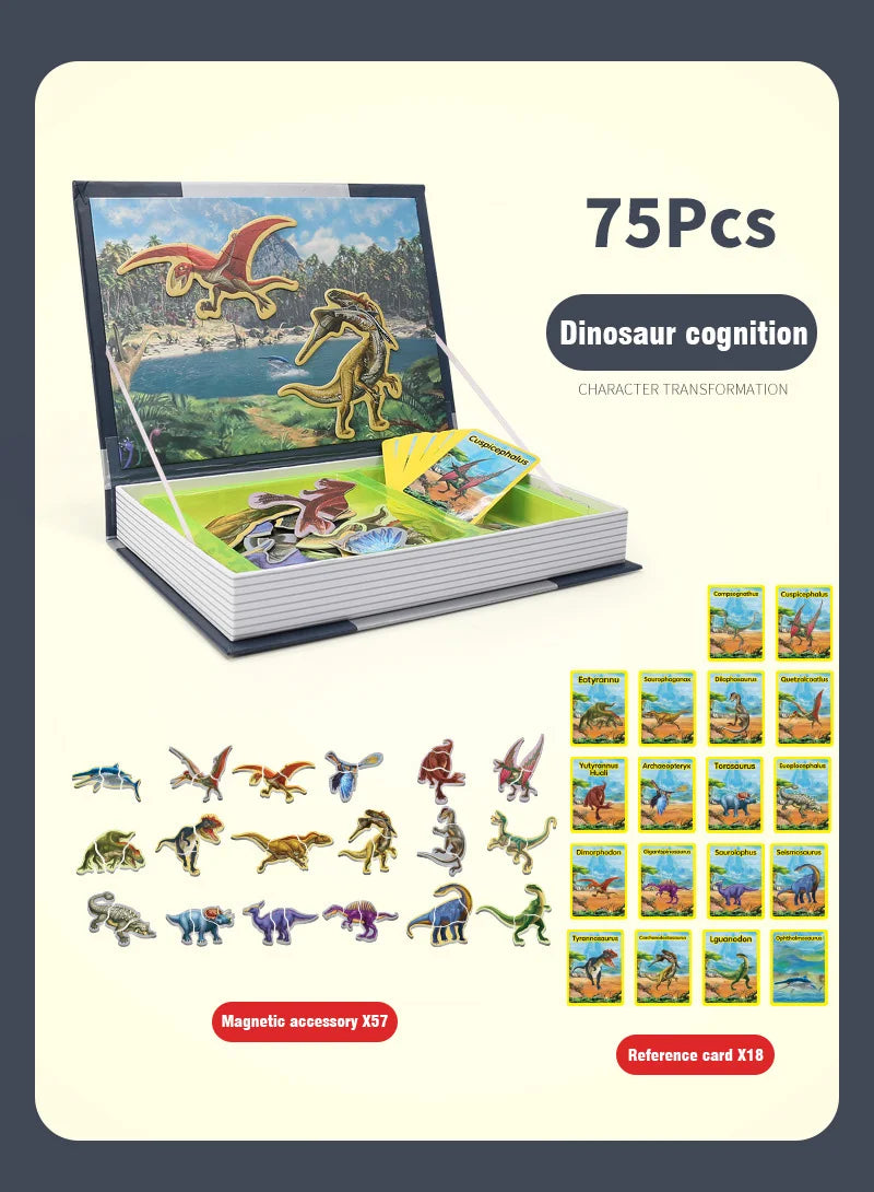 Kids Magnetic Puzzle Book 3d Cartoon 2 - 6 Years Old Kindergarten Advanced Games Puzzles Montessori Education Children Toys Gift