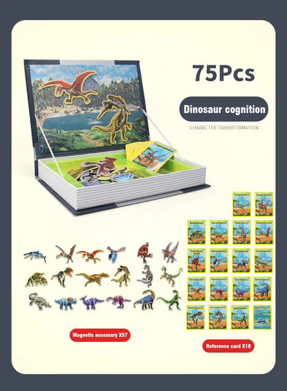 Kids Magnetic Puzzle Book 3d Cartoon 2 - 6 Years Old Kindergarten Advanced Games Puzzles Montessori Education Children Toys Gift