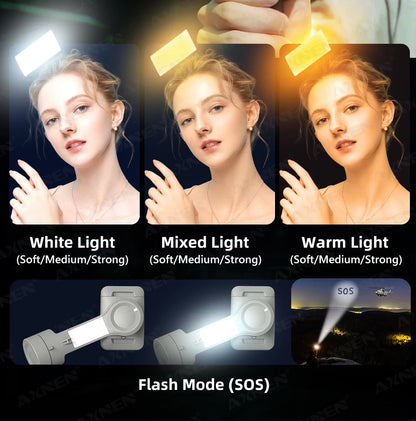 HQ6 3-Axis Handheld Gimbal Mobile Phone Shooting Stabilizer with Fill Light, Zoom, Face Tracking, Animal Following for Cellphone