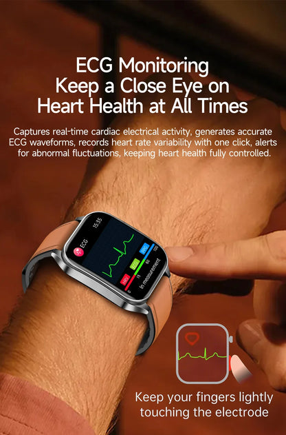 2025New 650nm Laser Conditioning Sapphire Glass Smart Watch Men ECG Heart Rate Micro Physical Exam Health Smartwatch Temperature