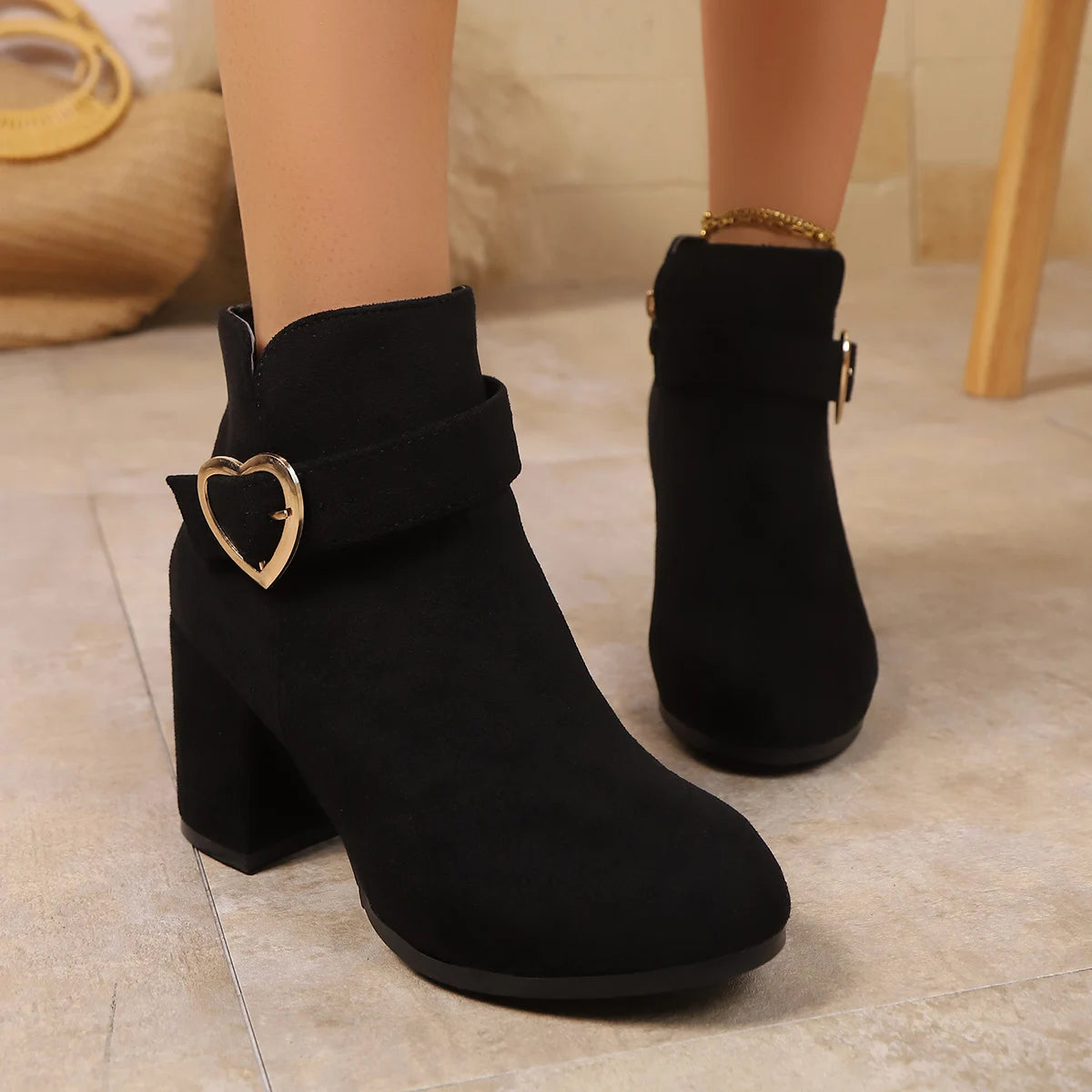 2025 New Women Anti-slip Ankle Boots Platform Zipper High Heels Short Boots Comfortable Designer Shoes Women Zapatos De Mujer