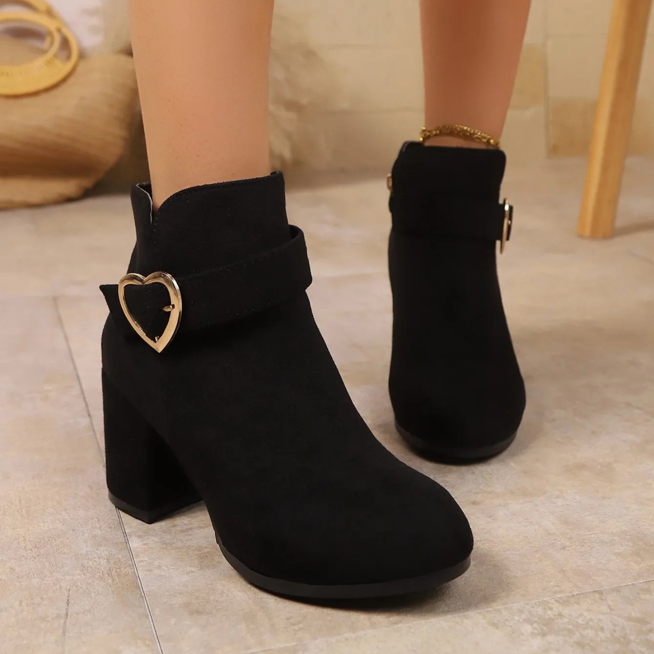 2025 New Women Anti-slip Ankle Boots Platform Zipper High Heels Short Boots Comfortable Designer Shoes Women Zapatos De Mujer