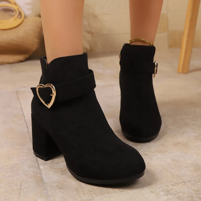 2025 New Women Anti-slip Ankle Boots Platform Zipper High Heels Short Boots Comfortable Designer Shoes Women Zapatos De Mujer