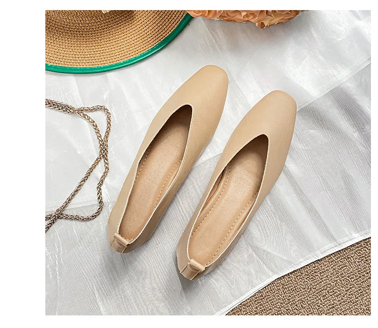Woman Elegant Summer French Square Toe Green Mary Janes Cute Casual Flats Female Retro Shoes Low Heeled Soft Soled Flat Shoes