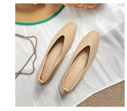 Woman Elegant Summer French Square Toe Green Mary Janes Cute Casual Flats Female Retro Shoes Low Heeled Soft Soled Flat Shoes
