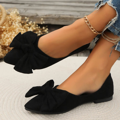 Women Flats Shoes Summer New Bow Pointed Toe Female Loafers Walking Fashion Sneakers Casual Shallow Breathable Shoes for Women