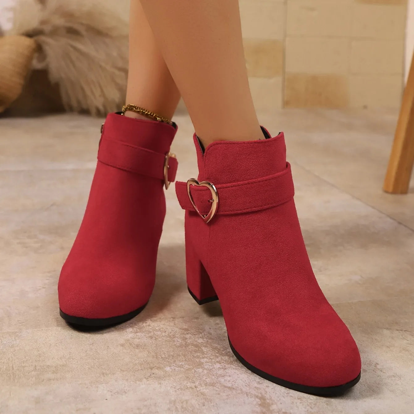 2025 New Women Anti-slip Ankle Boots Platform Zipper High Heels Short Boots Comfortable Designer Shoes Women Zapatos De Mujer